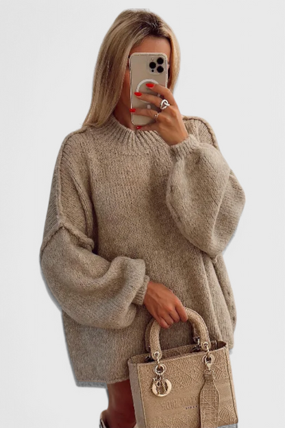 Cassia Jersey Oversized Manga Globo Acanalado Para Dama