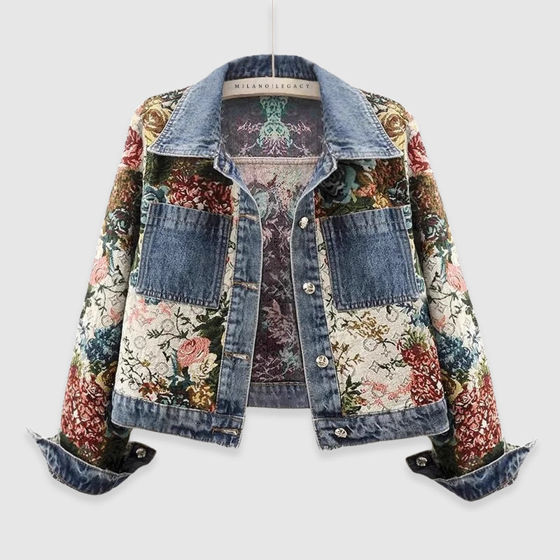 Lucía Amoretti Chaqueta Denim Floral Algodón Clásico