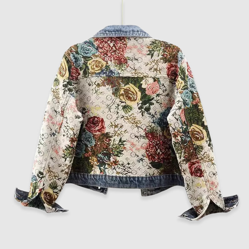 Lucía Amoretti Chaqueta Denim Floral Algodón Clásico