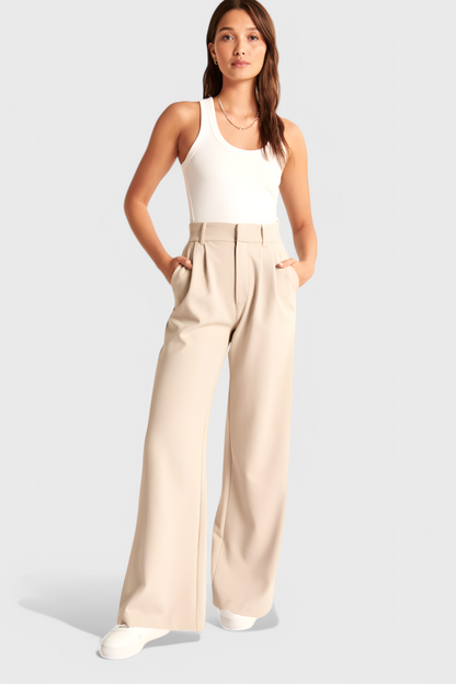 Tinabella Pantalón Tailored Pierna Ancha Cintura Alta
