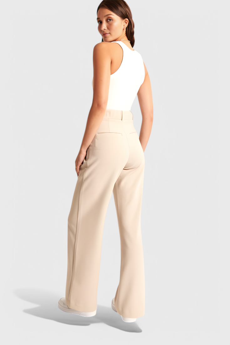 Tinabella Pantalón Tailored Pierna Ancha Cintura Alta