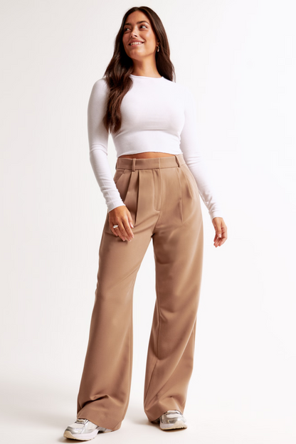 Tinabella Pantalón Tailored Pierna Ancha Cintura Alta