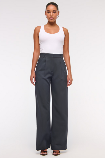 Tinabella Pantalón Tailored Pierna Ancha Cintura Alta