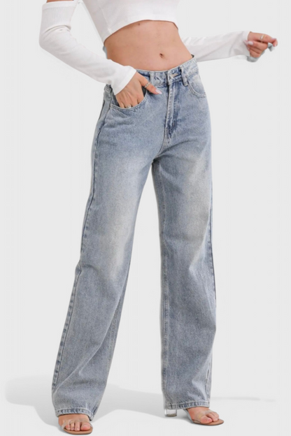 Roxie Jeans Cintura Alta Patchwork Trasero Desgastado