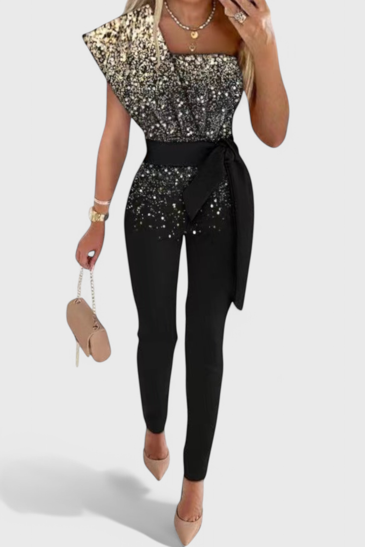 Laila Mono De Lentejuelas Un Hombro Para Fiesta Estilo