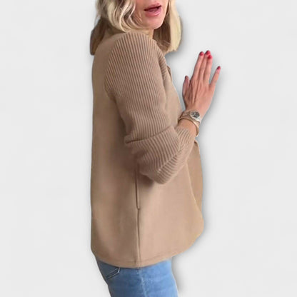 Sofía Blazer De Punto Con Mangas Tejidas Y Doble Botonadura