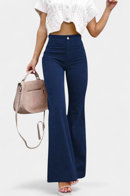 Clara Pantalón De Terciopelo Pierna Ancha Cintura Alta