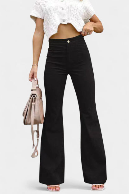 Clara Pantalón De Terciopelo Pierna Ancha Cintura Alta