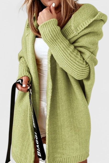 Cárdigan Oversized Con Capucha Punto Grueso Acolchado