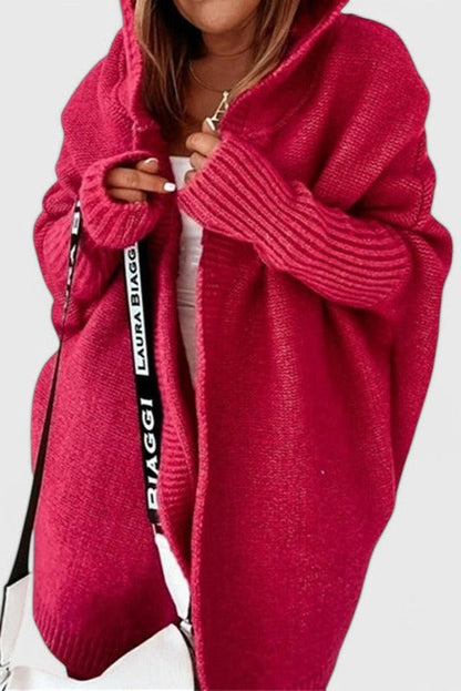 Cárdigan Oversized Con Capucha Punto Grueso Acolchado