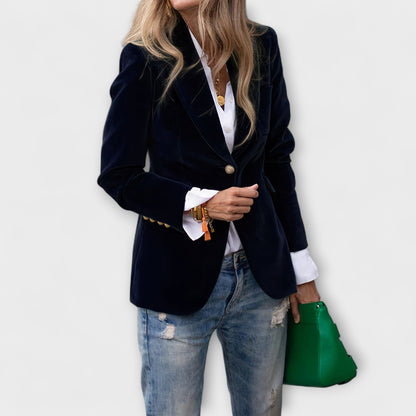 Ariadna Blazer Terciopelo Esmeralda Con Botones Dorados