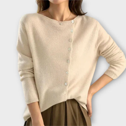 Marina Cardigan De Punto Suave Poliéster Y Algodón Liso