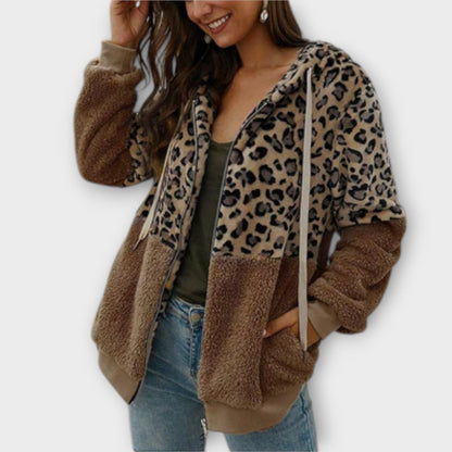Alina Sudadera Con Capucha Forro Polar Leopardo Para Mujer
