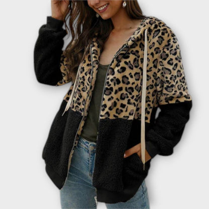 Alina Sudadera Con Capucha Forro Polar Leopardo Para Mujer