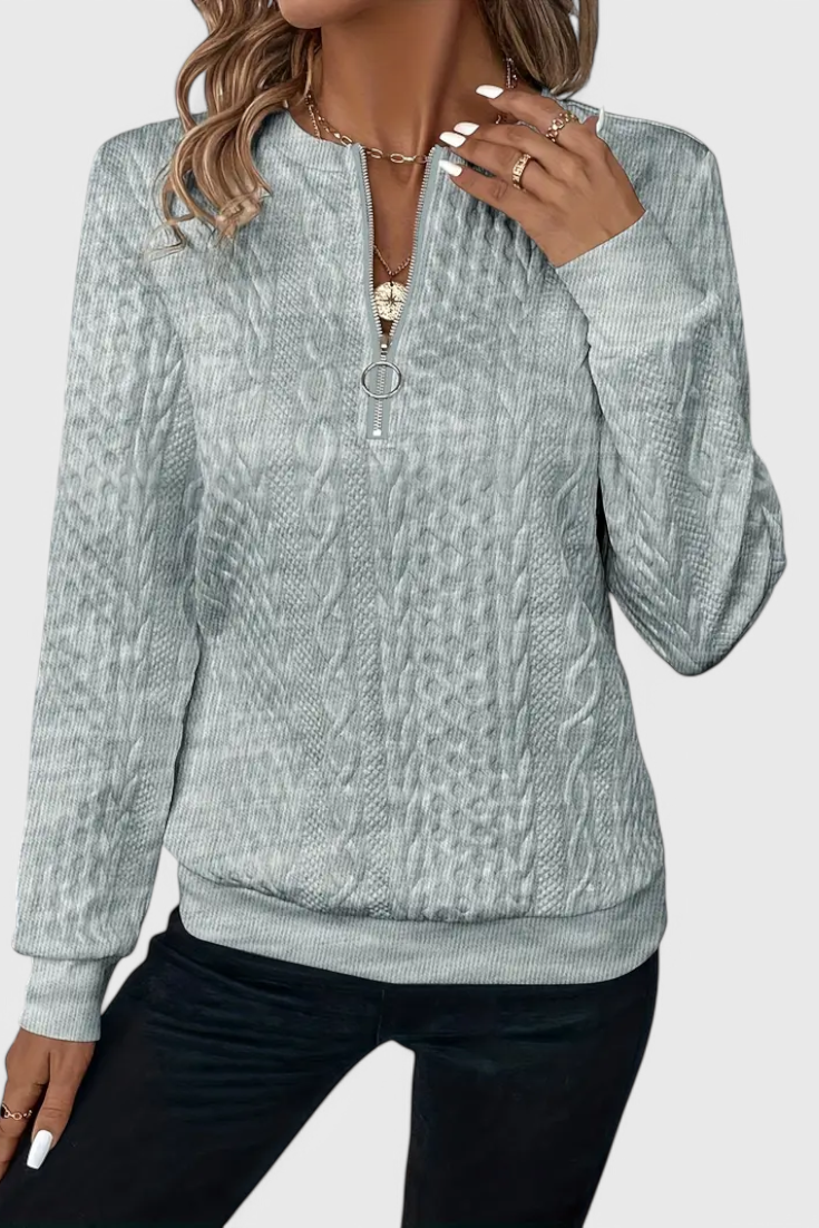 Luna Jersey De Punto Con Cremallera Frontal Suave Casual