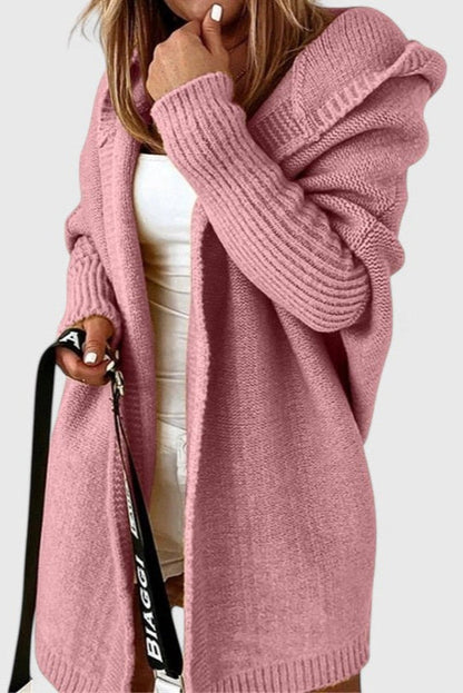 Cárdigan Oversized Con Capucha Punto Grueso Acolchado