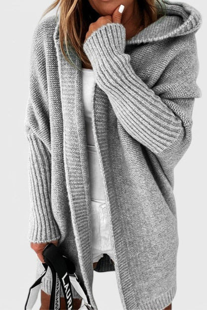 Cárdigan Oversized Con Capucha Punto Grueso Acolchado