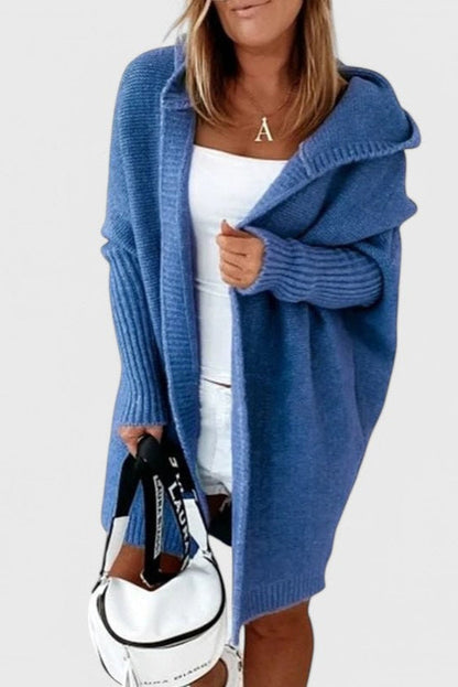 Cárdigan Oversized Con Capucha Punto Grueso Acolchado