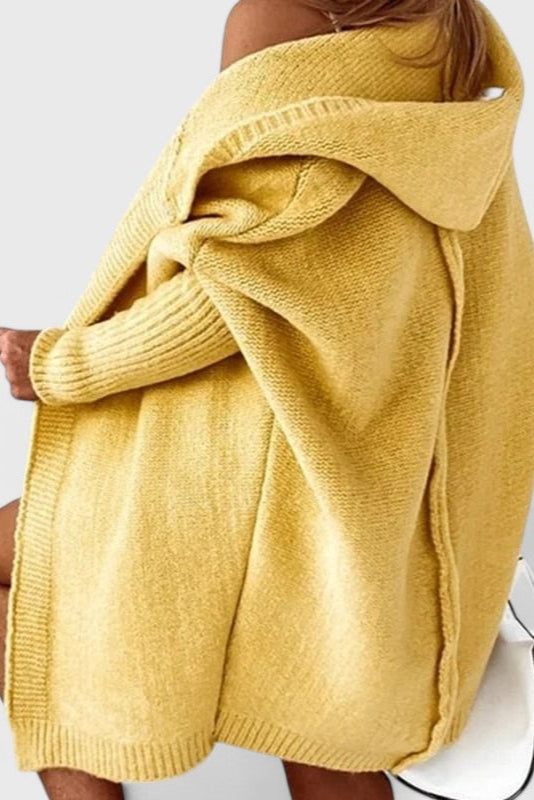 Cárdigan Oversized Con Capucha Punto Grueso Acolchado