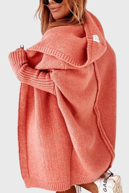 Cárdigan Oversized Con Capucha Punto Grueso Acolchado