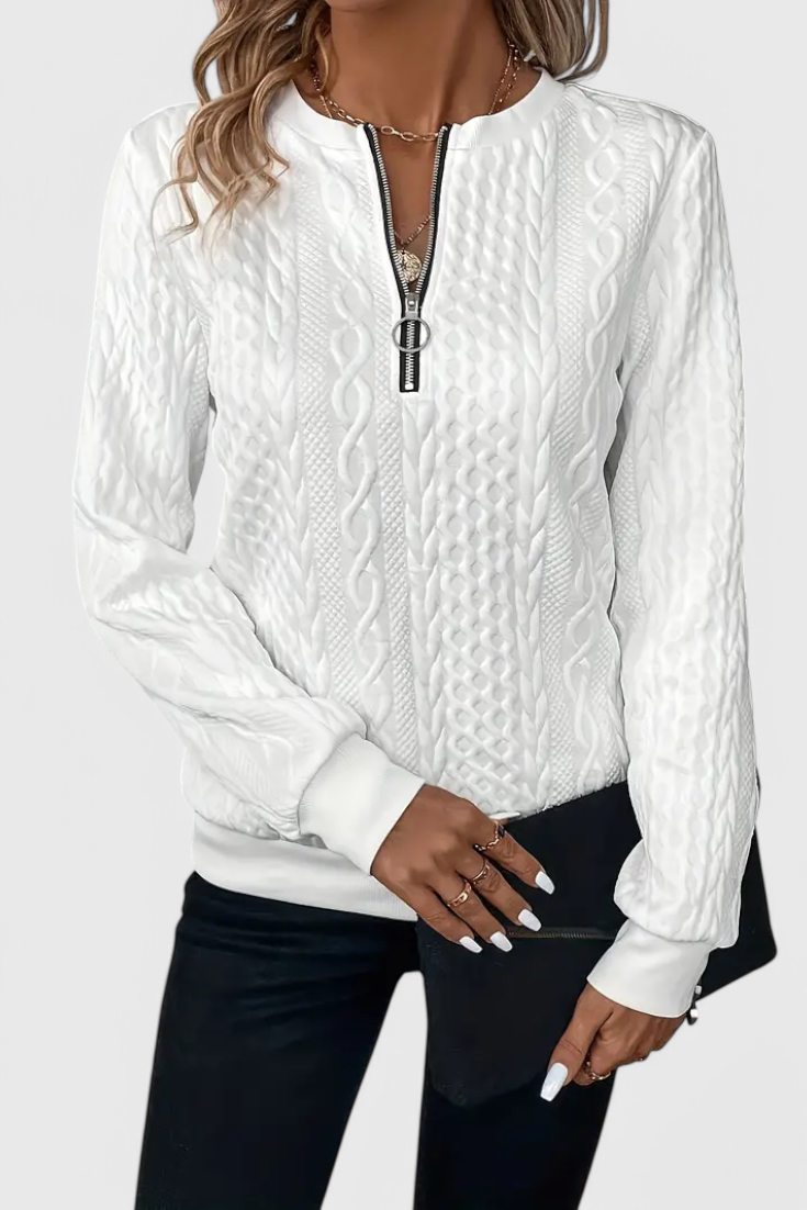 Luna Jersey De Punto Con Cremallera Frontal Suave Casual