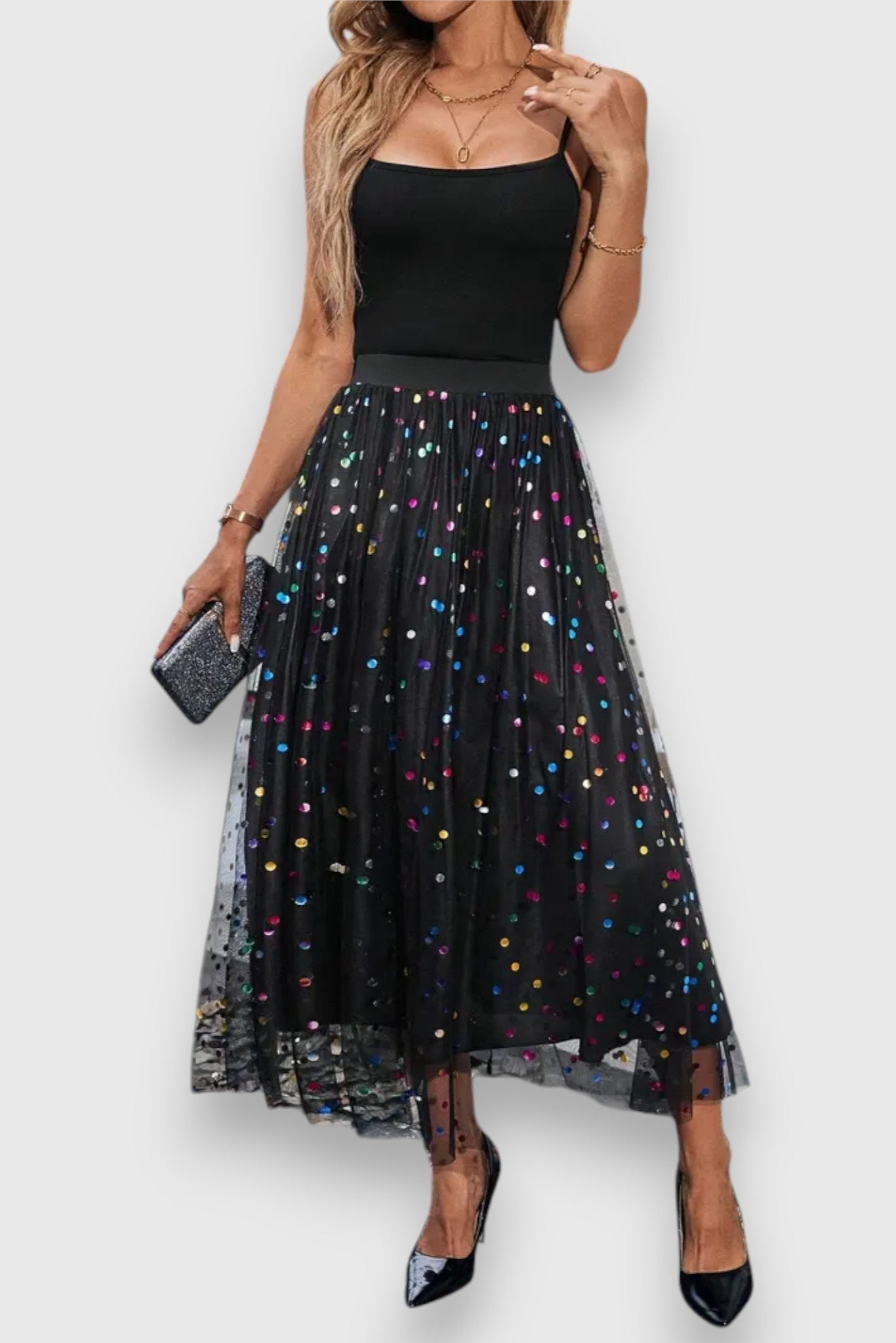 Claudia Hosencollection Falda Plisada Con Lunares Coloridos