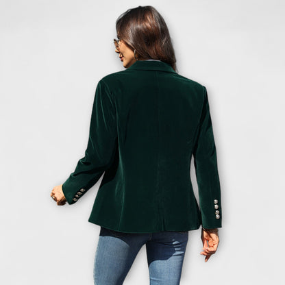 Ariadna Blazer Terciopelo Esmeralda Con Botones Dorados