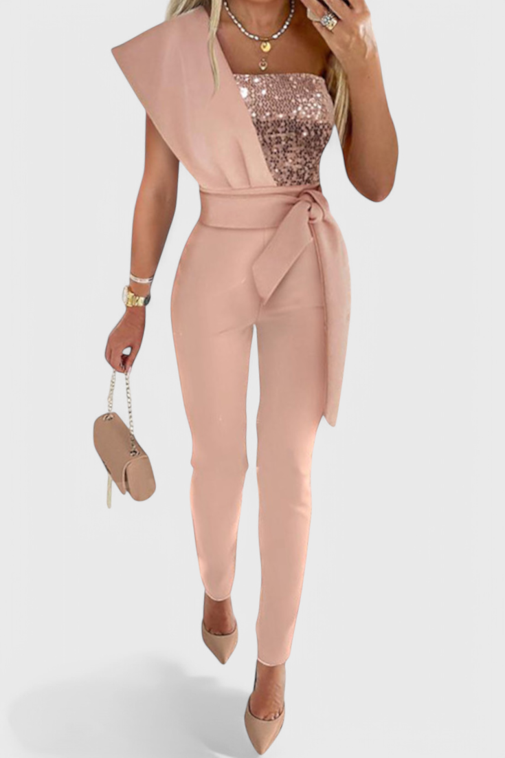 Laila Mono De Lentejuelas Un Hombro Para Fiesta Estilo