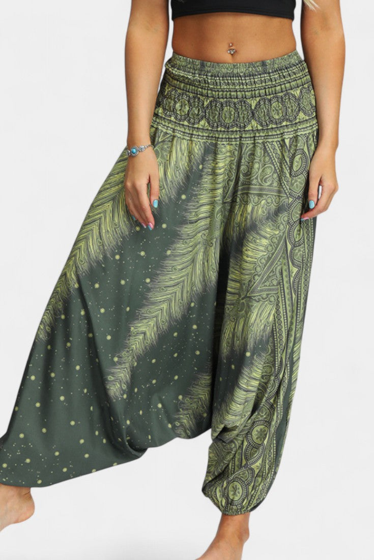 Luna Pantalones Relax Boho Tela Ligera Cintura Elástica