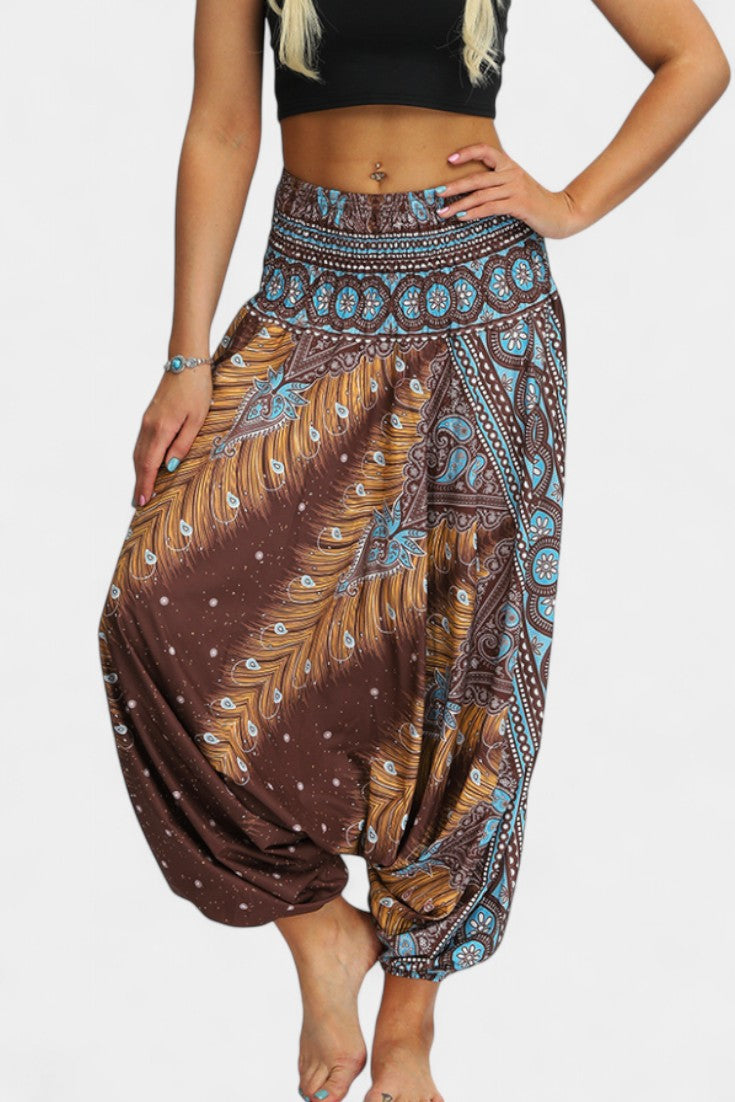 Luna Pantalones Relax Boho Tela Ligera Cintura Elástica