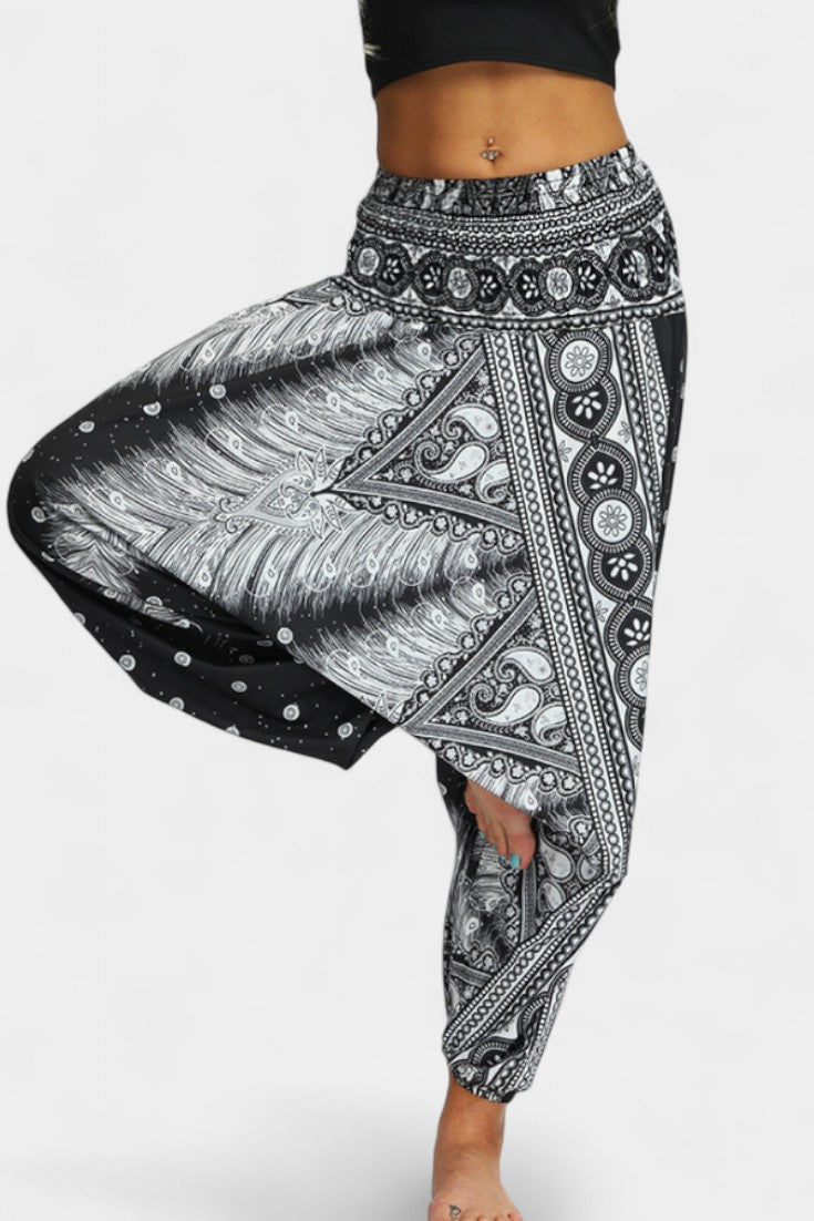 Luna Pantalones Relax Boho Tela Ligera Cintura Elástica