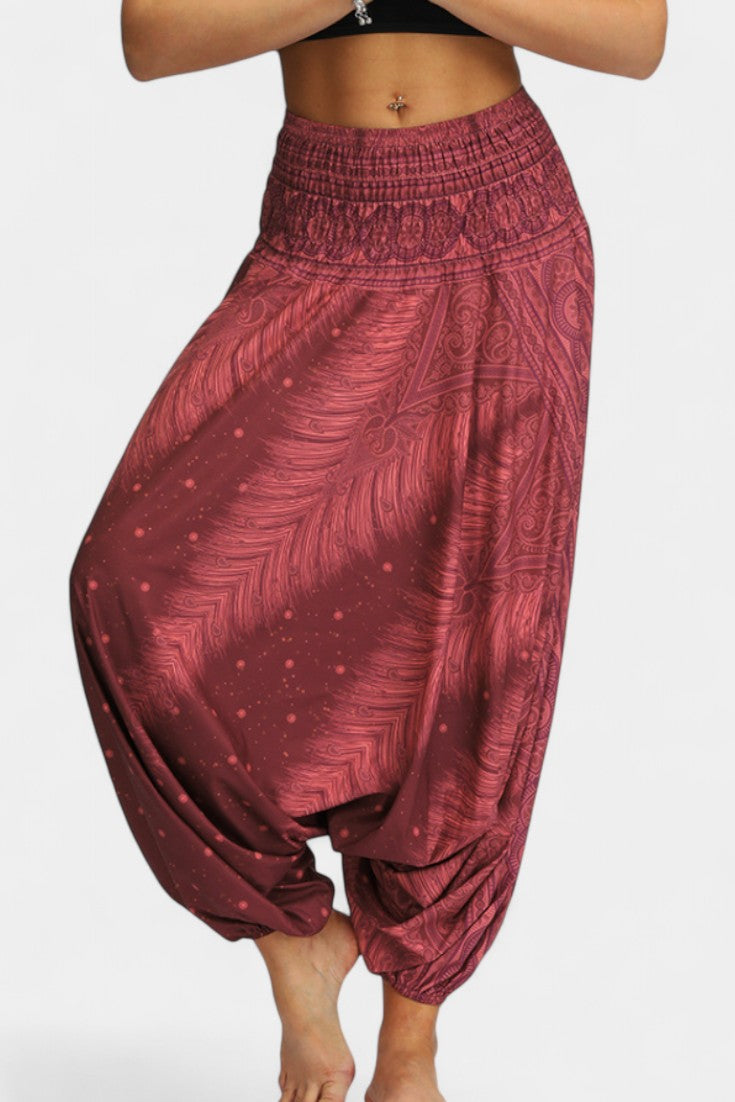 Luna Pantalones Relax Boho Tela Ligera Cintura Elástica