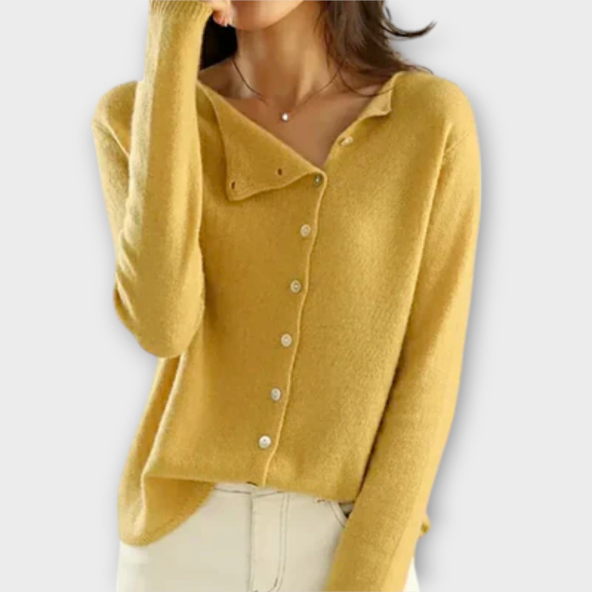 Marina Cardigan De Punto Suave Poliéster Y Algodón Liso