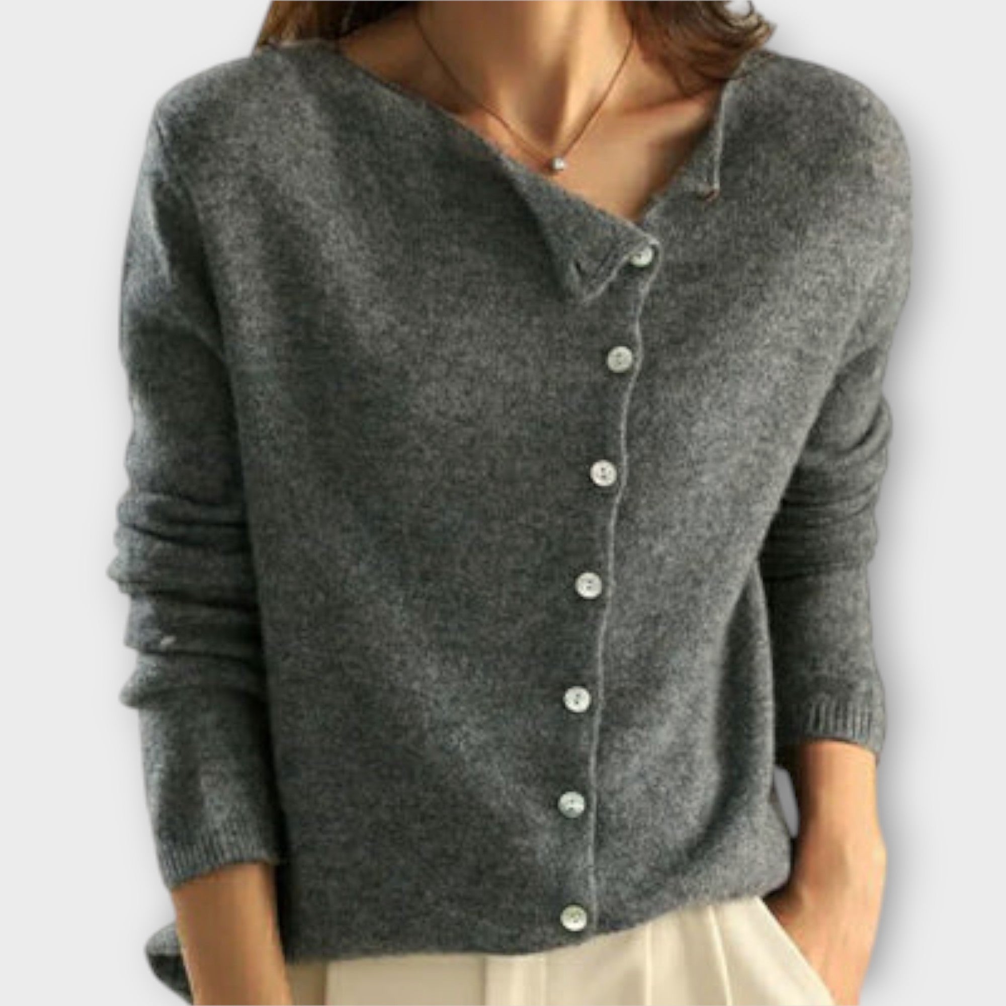 Marina Cardigan De Punto Suave Poliéster Y Algodón Liso
