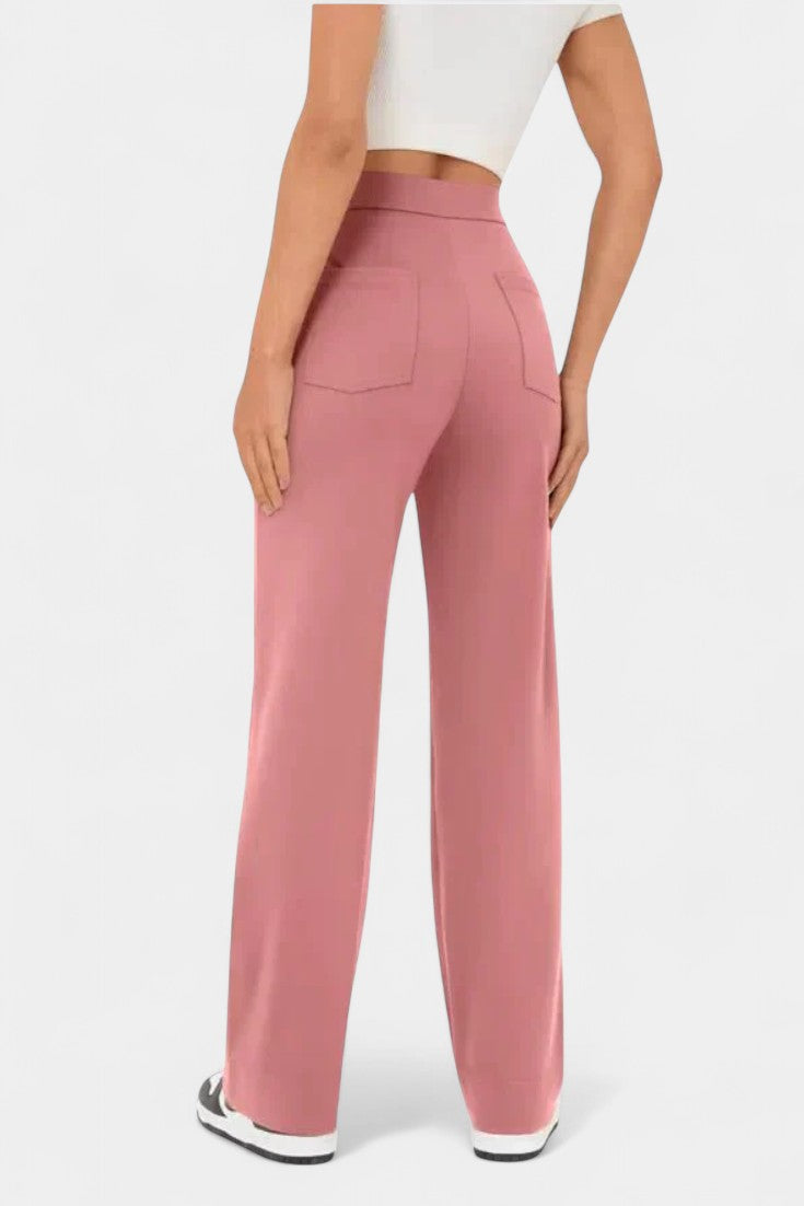 Nova Pantalón Recto Cintura Alta Con Elasticidad Transpirable