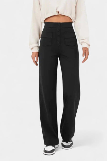 Nova Pantalón Recto Cintura Alta Con Elasticidad Transpirable