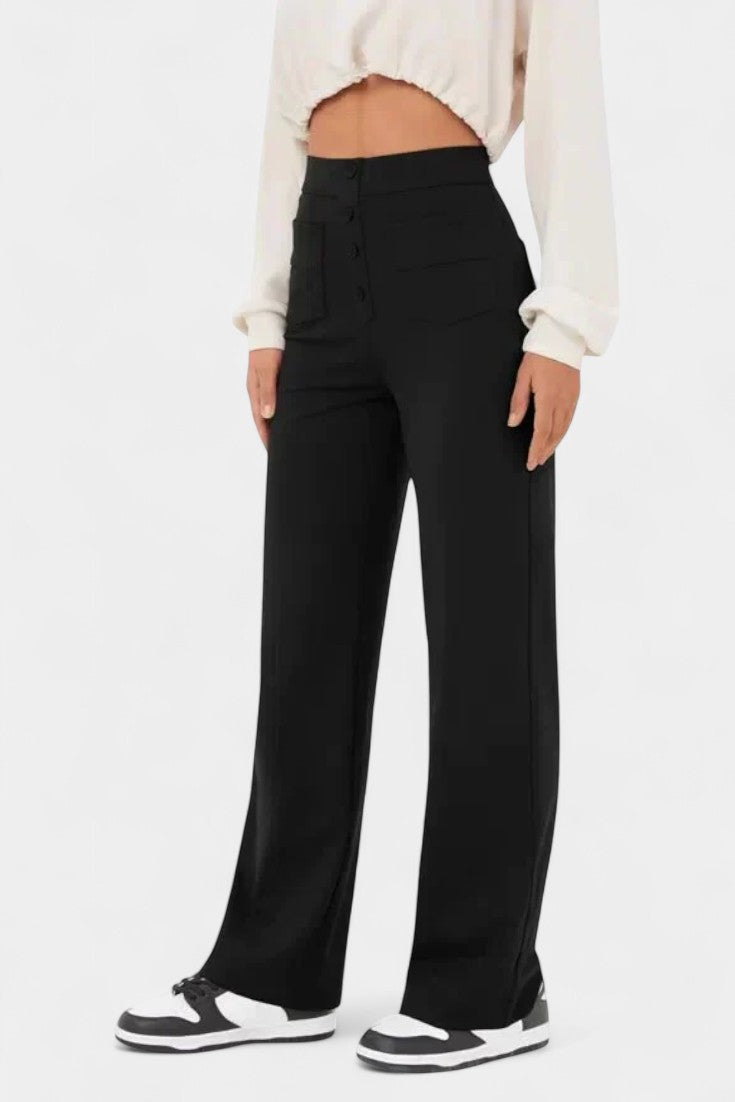 Nova Pantalón Recto Cintura Alta Con Elasticidad Transpirable