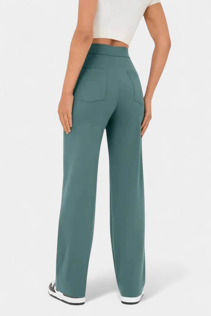 Nova Pantalón Recto Cintura Alta Con Elasticidad Transpirable