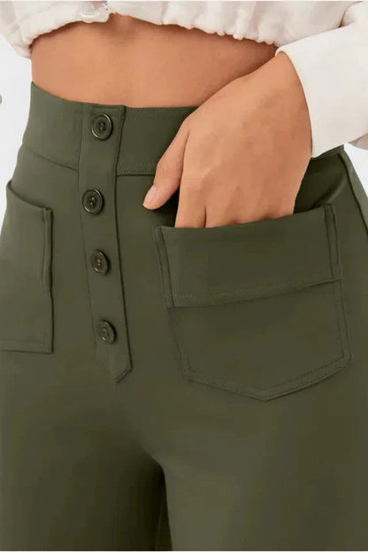 Nova Pantalón Recto Cintura Alta Con Elasticidad Transpirable