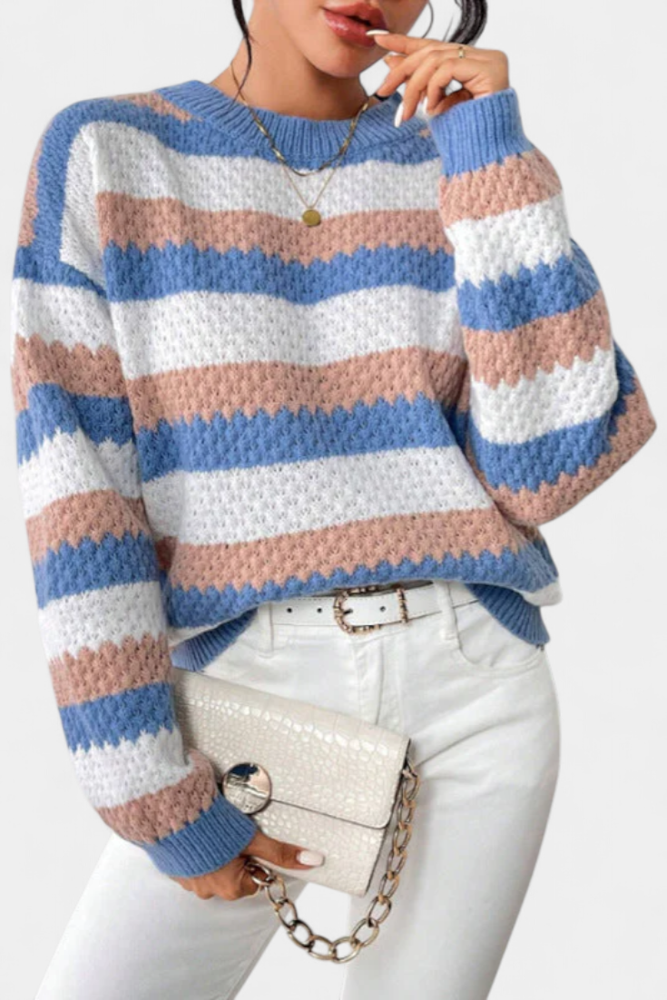 Clara Jersey Oversized De Cuello Redondo A Rayas Mujer