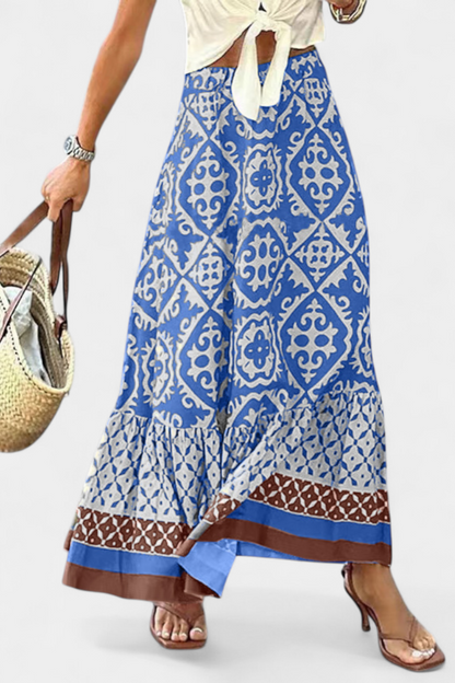 Isabel Falda Maxi Estampada Con Volante Ligera Verano