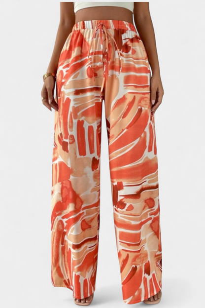Senda Pantalón Pierna Ancha Estampado Abstracto Ligero