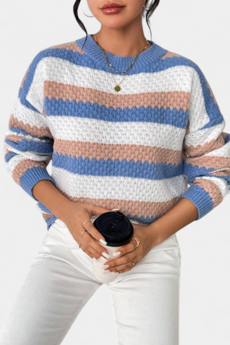 Clara Jersey Oversized De Cuello Redondo A Rayas Mujer