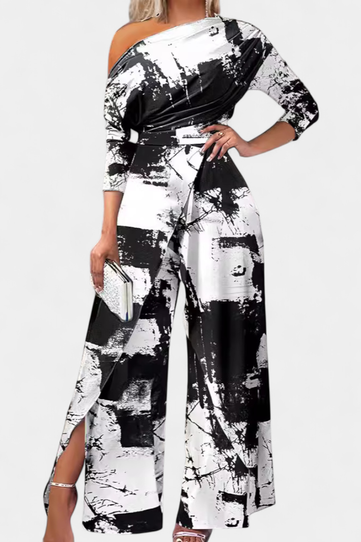 Arelia Mono Largo Tie Dye Hombros Descubiertos Pierna Ancha
