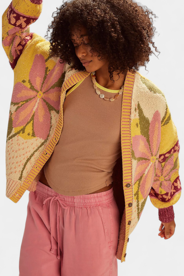 Cárdigan Floral Suelto Ligero Modelo Sofía