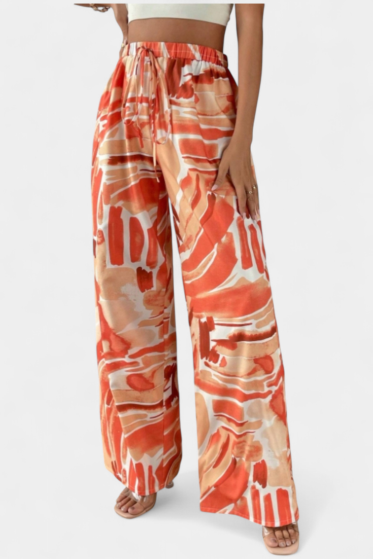 Senda Pantalón Pierna Ancha Estampado Abstracto Ligero