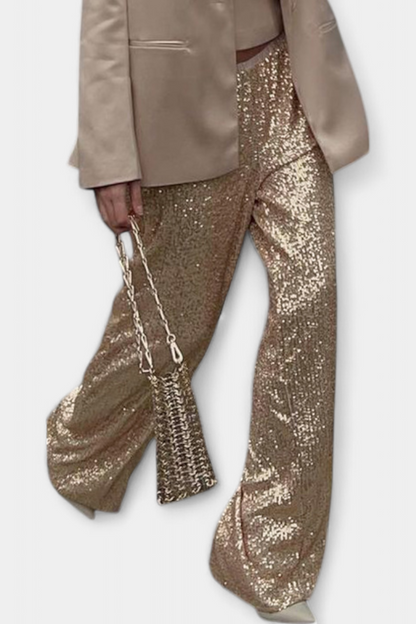 Lara Pantalones De Lentejuelas Cintura Alta Holgados