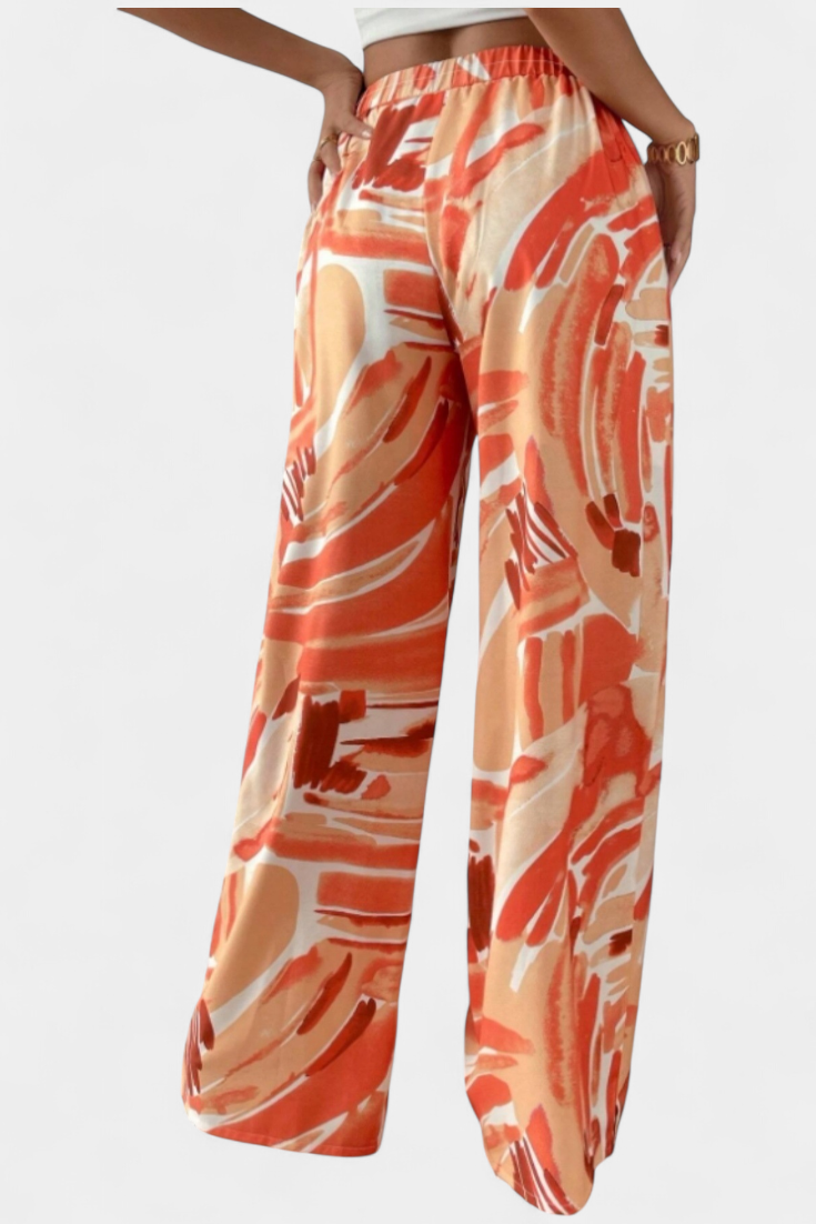 Senda Pantalón Pierna Ancha Estampado Abstracto Ligero