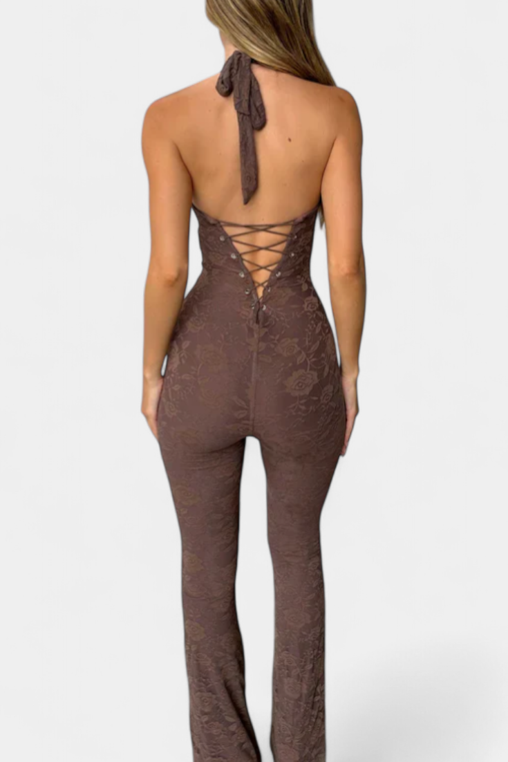 Isabella Mono Halter De Encaje Con Espalda Ajustable