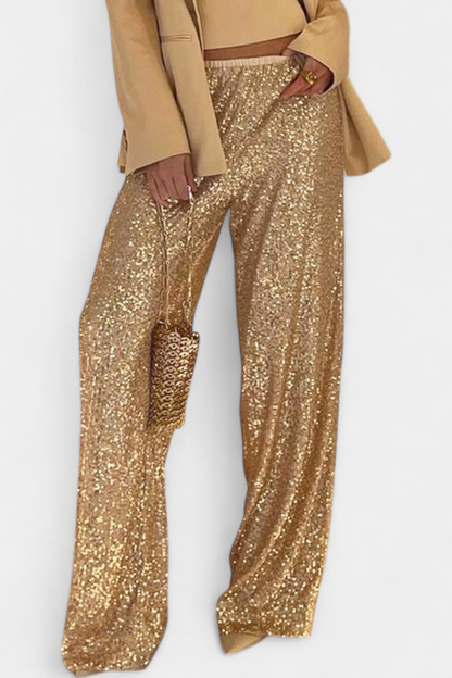 Lara Pantalones De Lentejuelas Cintura Alta Holgados
